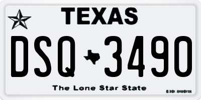 TX license plate DSQ3490
