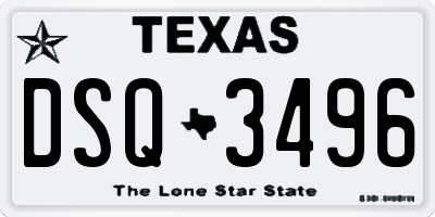 TX license plate DSQ3496