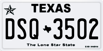 TX license plate DSQ3502