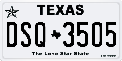 TX license plate DSQ3505