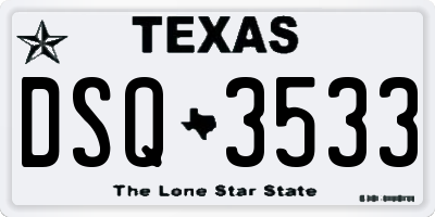 TX license plate DSQ3533