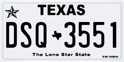 TX license plate DSQ3551