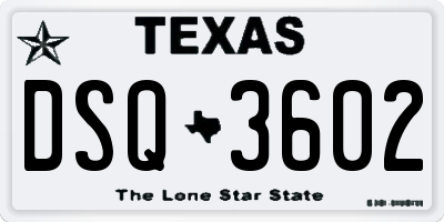 TX license plate DSQ3602