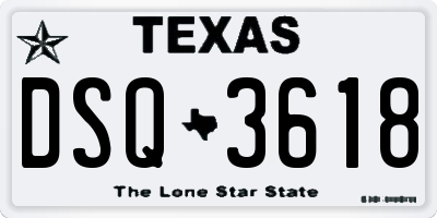 TX license plate DSQ3618