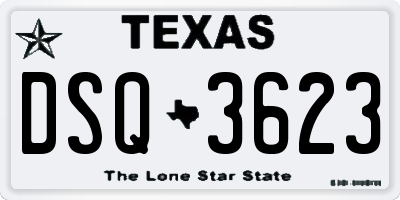 TX license plate DSQ3623