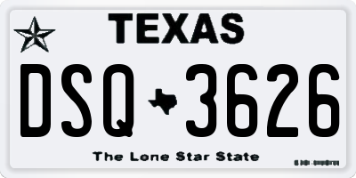 TX license plate DSQ3626