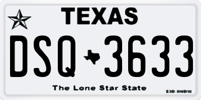 TX license plate DSQ3633