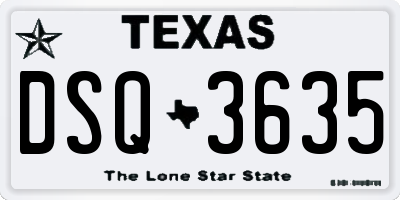 TX license plate DSQ3635