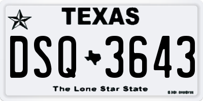 TX license plate DSQ3643