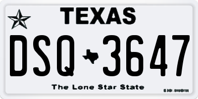 TX license plate DSQ3647