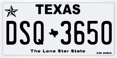 TX license plate DSQ3650