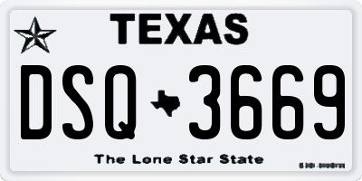 TX license plate DSQ3669