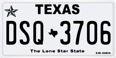 TX license plate DSQ3706