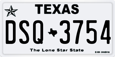 TX license plate DSQ3754
