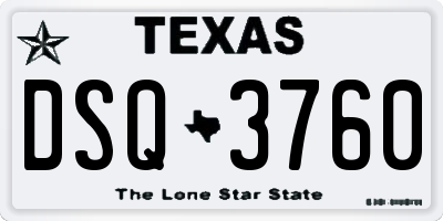 TX license plate DSQ3760