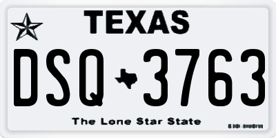 TX license plate DSQ3763
