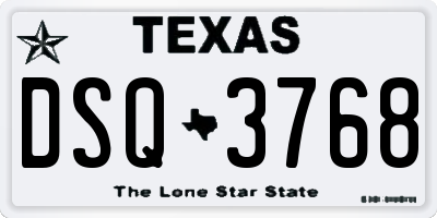 TX license plate DSQ3768