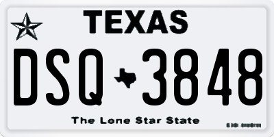 TX license plate DSQ3848