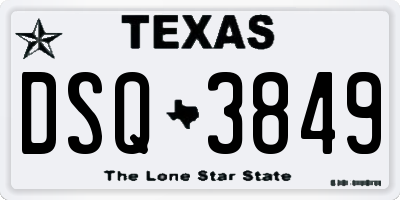 TX license plate DSQ3849