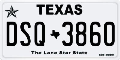 TX license plate DSQ3860