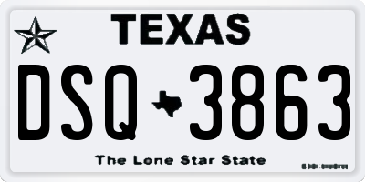 TX license plate DSQ3863