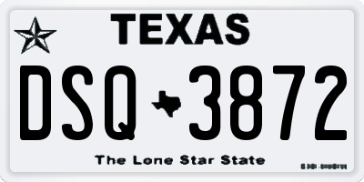 TX license plate DSQ3872