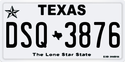 TX license plate DSQ3876
