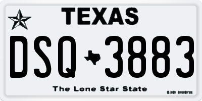 TX license plate DSQ3883