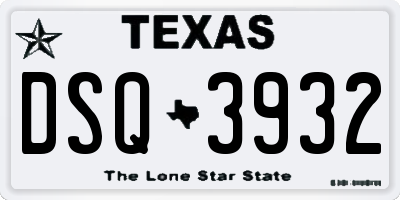 TX license plate DSQ3932