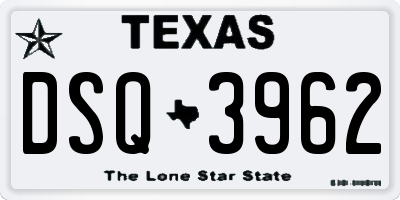 TX license plate DSQ3962