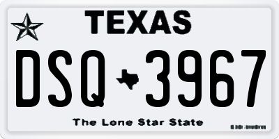 TX license plate DSQ3967