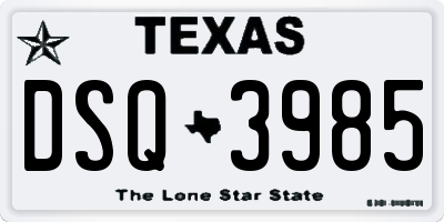 TX license plate DSQ3985