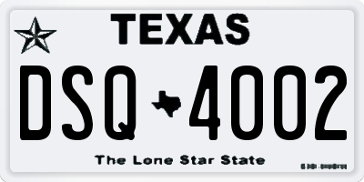 TX license plate DSQ4002