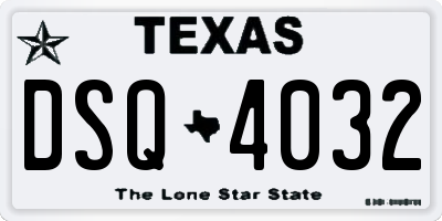 TX license plate DSQ4032