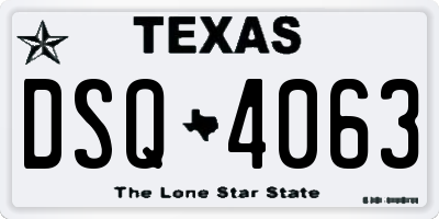 TX license plate DSQ4063