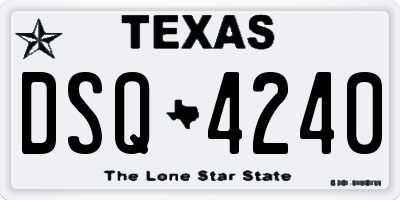 TX license plate DSQ4240
