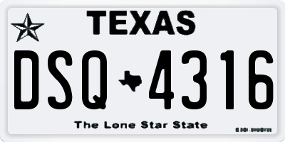 TX license plate DSQ4316