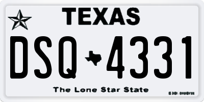 TX license plate DSQ4331