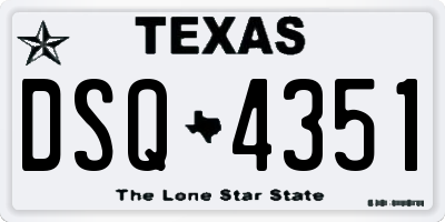 TX license plate DSQ4351