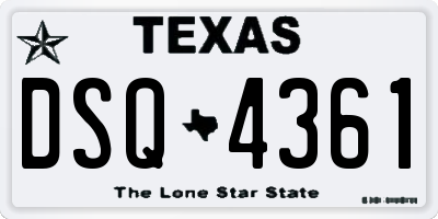 TX license plate DSQ4361