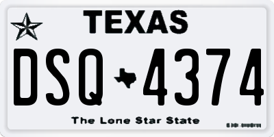 TX license plate DSQ4374