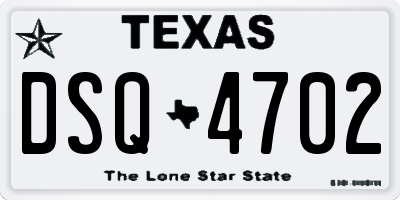 TX license plate DSQ4702