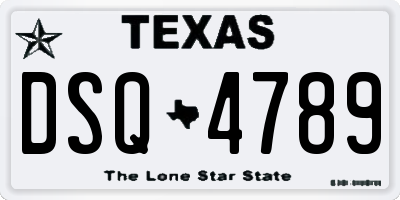 TX license plate DSQ4789