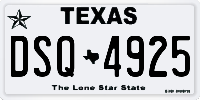 TX license plate DSQ4925