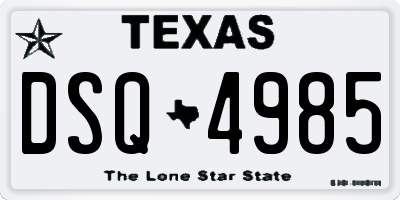 TX license plate DSQ4985
