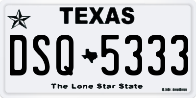 TX license plate DSQ5333