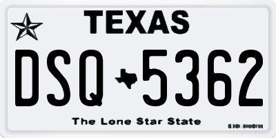 TX license plate DSQ5362