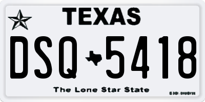 TX license plate DSQ5418