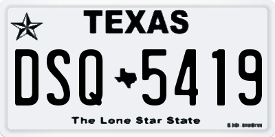 TX license plate DSQ5419