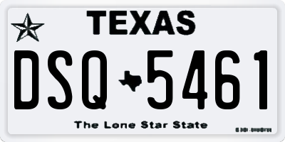 TX license plate DSQ5461